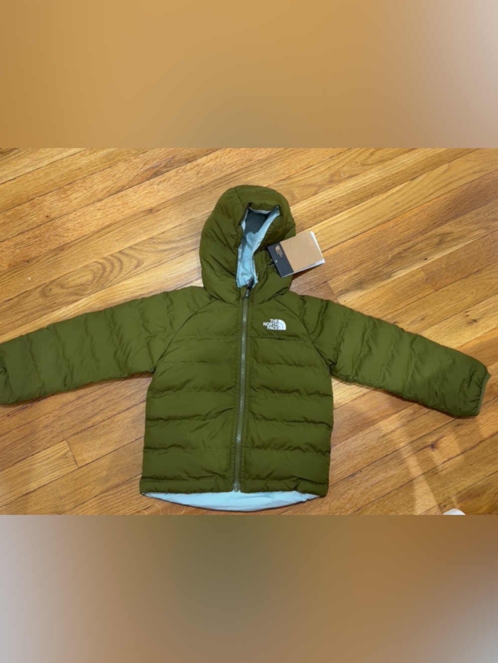 The North Face Kids Olive Green Hooded Puffer Jacket
